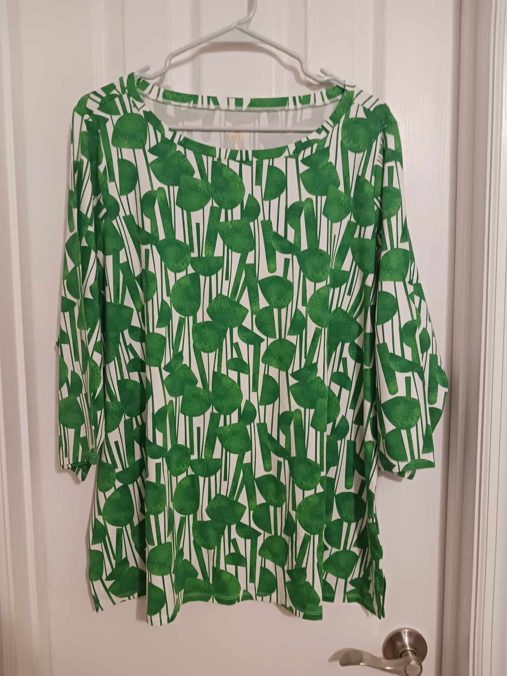 Belle by Kim Gravel Triple Luxe Graphic Garden Boat Neck Knit Top 1x